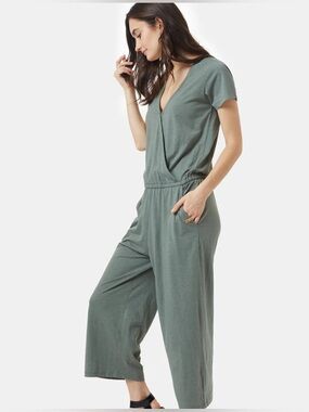 Tentree Green Wide-Leg Jumpsuit Cotton Tencel Blend Large
